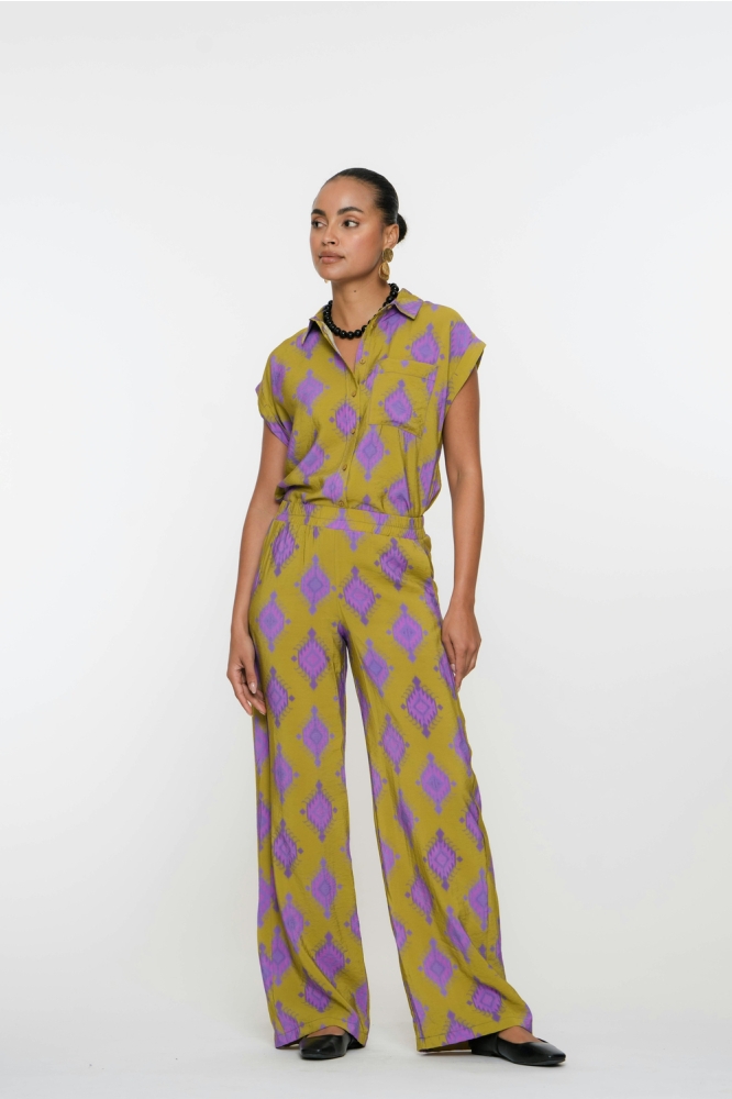 S S BLOUSE AZTEK PRINT 53210 20 Green/Purple